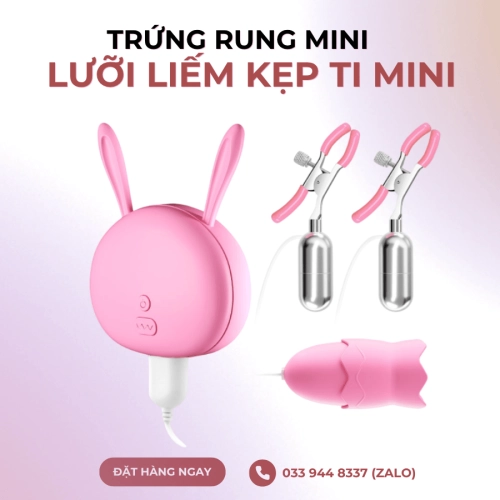 Trứng Rung Mini Đa Năng Kết Hợp Lưỡi Liếm Kẹp Ti Mini