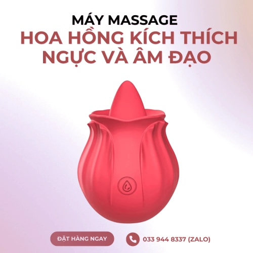 Máy Massage Lưỡi Liếm Hoa Hồng Kích Thích Ngực Và Âm Đạo