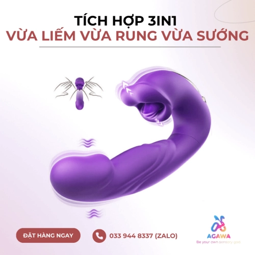 Dương Vật Giả Lưỡi Liếm Mút Rung Đa Chế Độ Mars Ivy 3in1 Giống Của Thành