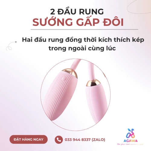 Trứng Rung 2 Đầu Điều Khiển Từ Xa 10 Chế Độ Rung Cực Mạnh 