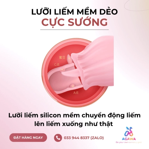Máy Massage Lưỡi Liếm Hoa Hồng Kích Thích Ngực Và Âm Đạo