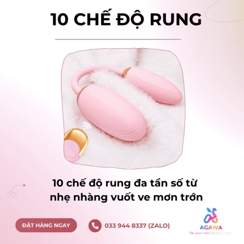 Trứng Rung 2 Đầu Điều Khiển Từ Xa 10 Chế Độ Rung Cực Mạnh 