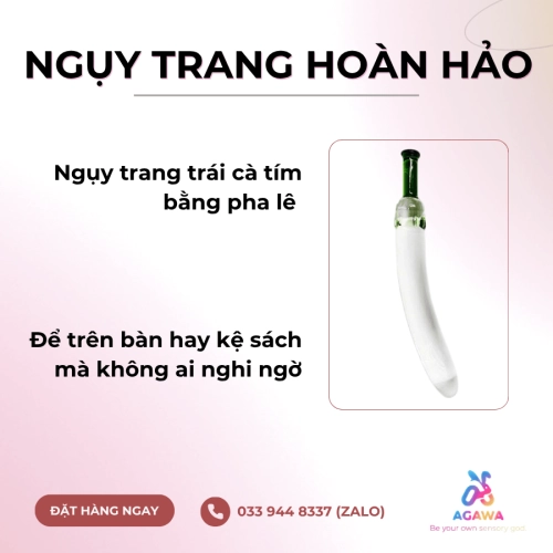 Dương Vật Giả Pha Lê Trong Suốt Ngụy Trang Hình Trái Cà Tím