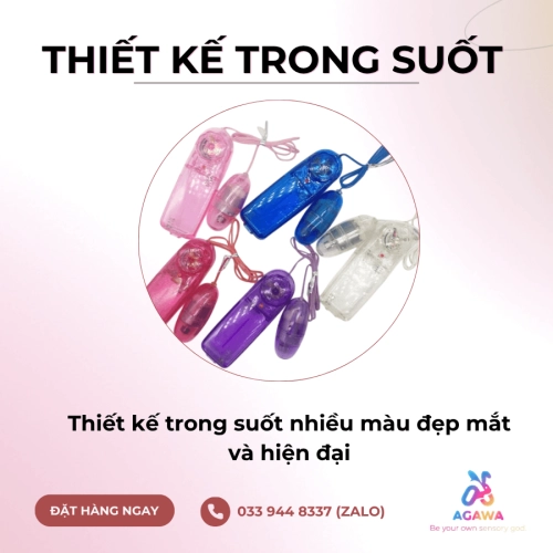 Trứng Rung Nhựa Nhiều Màu Trong Suốt Mini Có Dây Điều Khiển