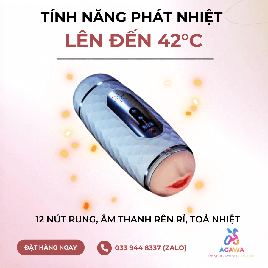 Âm Đạo Giả 2 đầu Utoo Girl 12 Chế Độ Rung Cực Sướng có Tính năng phát nhiệt 42°C 