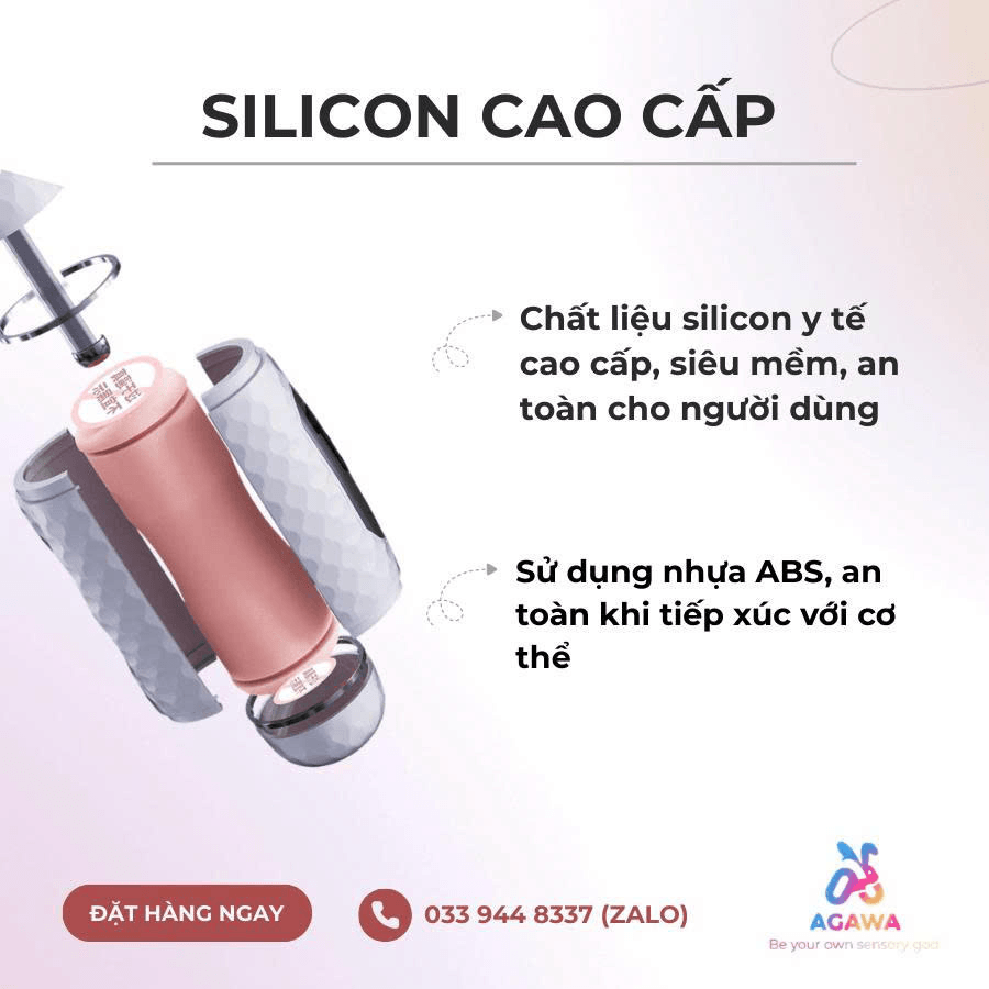 Âm Đạo Giả 2 đầu Utoo Girl 12 Chế Độ Rung Cực Sướng với Lõi silicon TPE mềm mại với rãnh kích thích bên trong