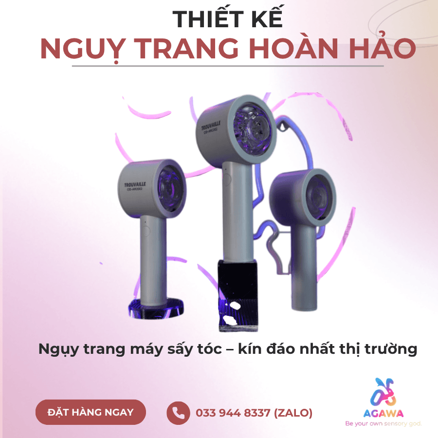 Âm Đạo Giả Hít Tường Nguỵ Trang Máy Sấy Tóc 10 Chế Độ Rung Nhiệt với thiết kế Ngụy trang máy sấy tóc kín đáo tuyệt đối