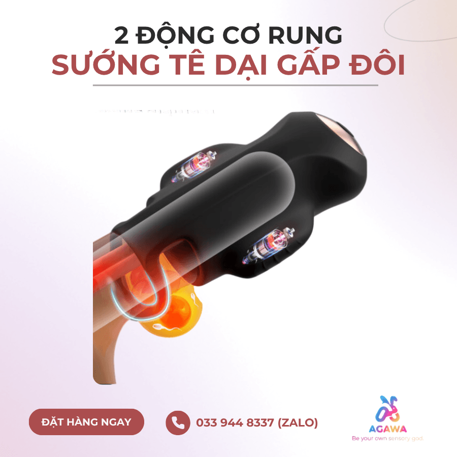 2 động cơ rung mạnh mẽ của Máy Massage Dương Vật Alwup Penis Vibrator For Men