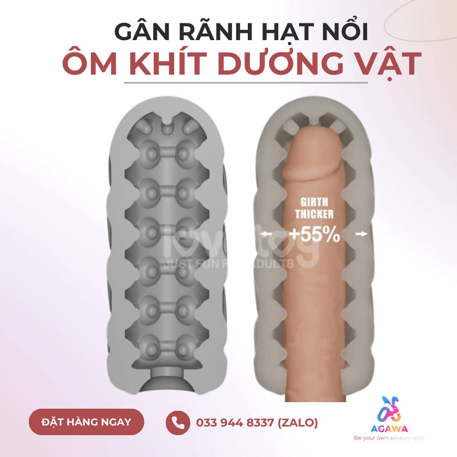 Cốc Tự Sướng Siêu Mềm Có Rung Lovetoy Knights Ring Spiral  có Gân rãnh hạt nổi bên trong 