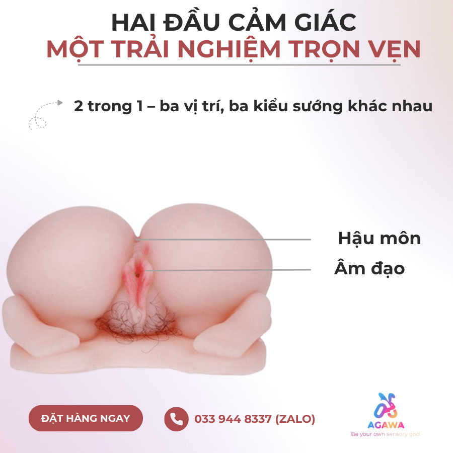 Mông Giả Nguyên Khối Baile Có Rung 3kg có 2 đầu âm đạo và hậu môn