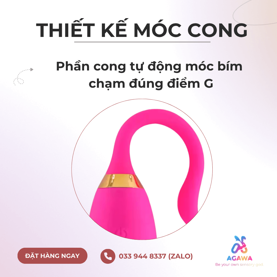 Trứng Rung Mini Hình Móc Không Dây Điều Khiển Từ Xa Qua APP với Thiết kế hình móc cong chạm đúng điểm G