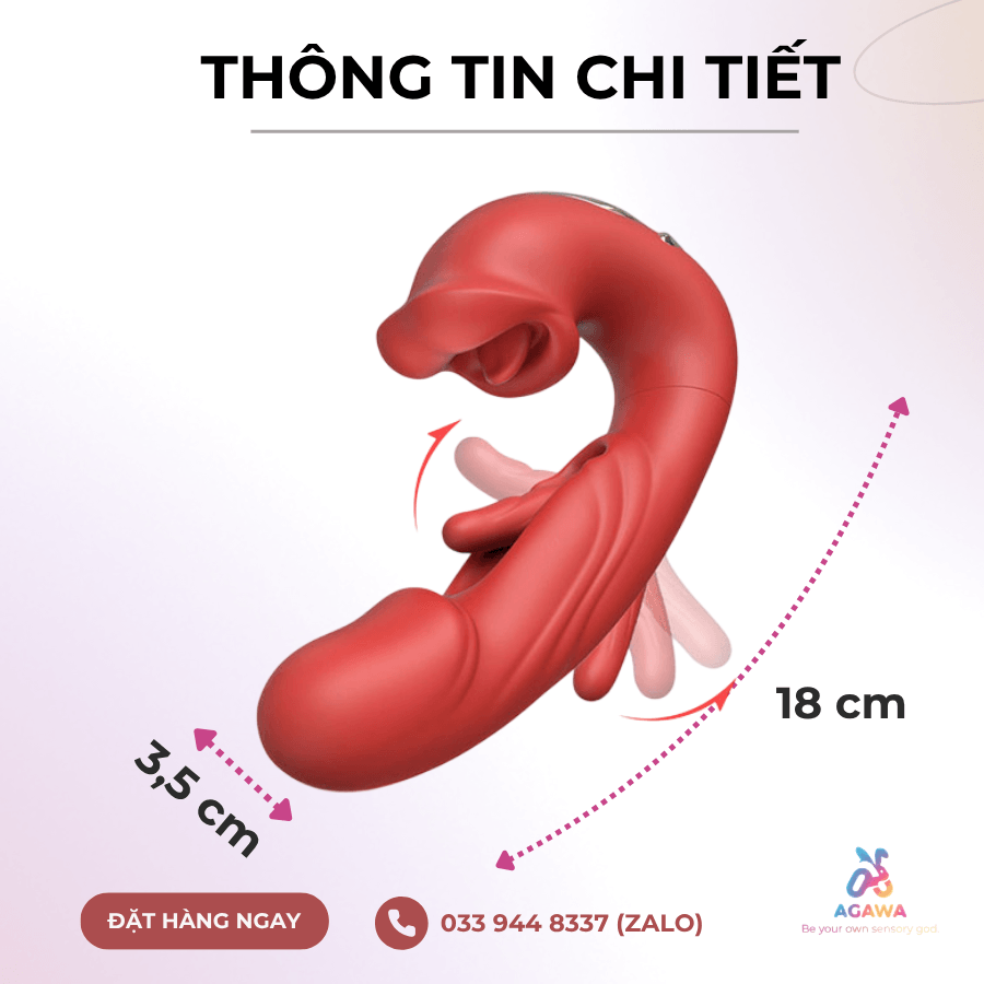 Thông tin chi tiết của Dương Vật Giả Lưỡi Liếm Mút Rung Đa Chế Độ Mars Ivy 3in1 Giống Của Thành