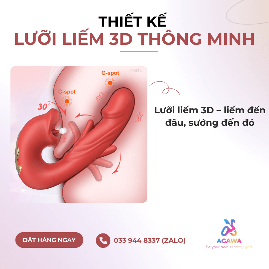 Dương Vật Giả Lưỡi Liếm Mút Rung Đa Chế Độ Mars Ivy 3in1 Giống Của Thành vớiLưỡi liếm silicon mềm mại mô phỏng chân thực