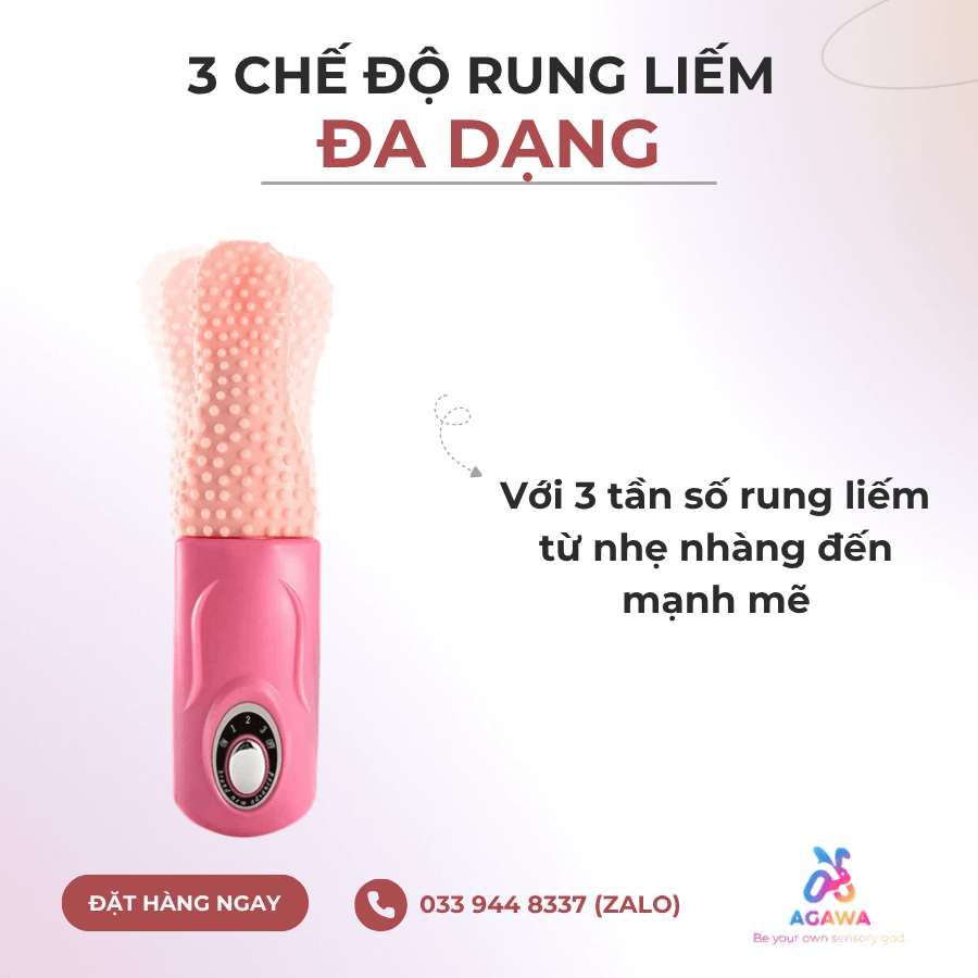 Lưỡi Liếm Âm Vật Kèm Trứng Rung Massage Kích Thích Điểm G Giống Của Hoàng với 3 chế độ rung liếm đa dạng