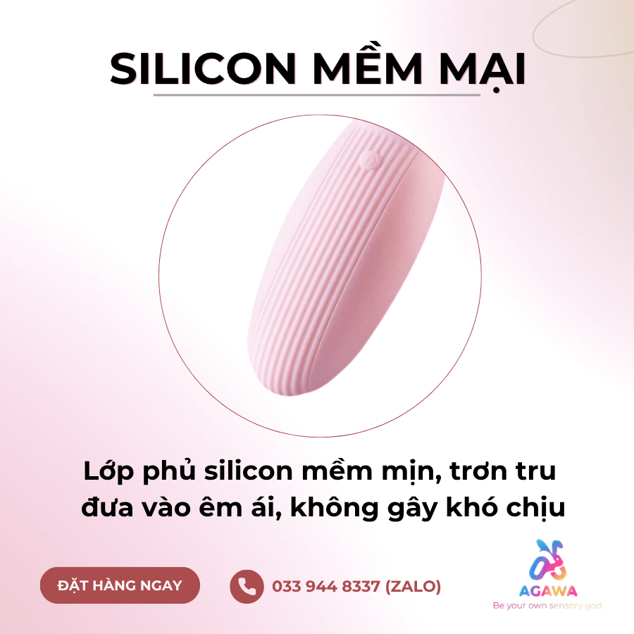 Trứng Rung 2 Đầu Điều Khiển Từ Xa 10 Chế Độ Rung Cực Mạnh làm từ silicon mềm mại êm ái 