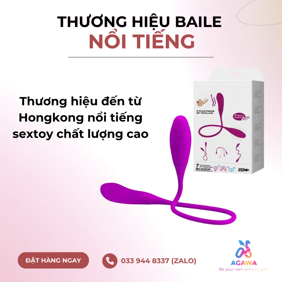 Trứng Rung Hai Đầu 7 Chế Độ Massage Âm Đạo Snaky Vibe đến từ thương hiệu Baile chính hãng mềm mại an toàn
