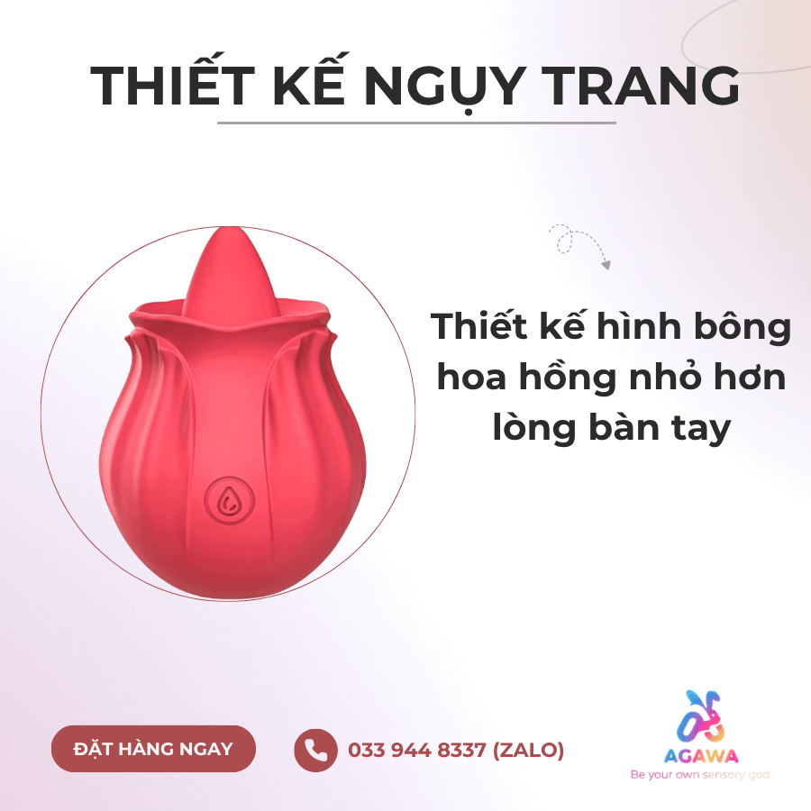 Máy Massage Lưỡi Liếm Hoa Hồng Kích Thích Ngực Và Âm Đạo với thiết kế Hình hoa hồng sang trọng kín đáo